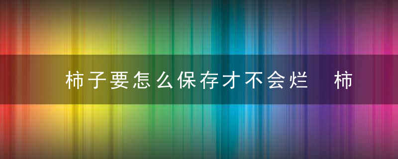 柿子要怎么保存才不会烂 柿子保存不会烂的方法分享